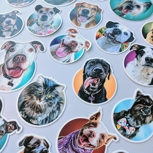 Custom Die Cut Pet Portrait (Set of 10)